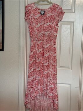 Alamar Red Floral High-Low Maxi Dress